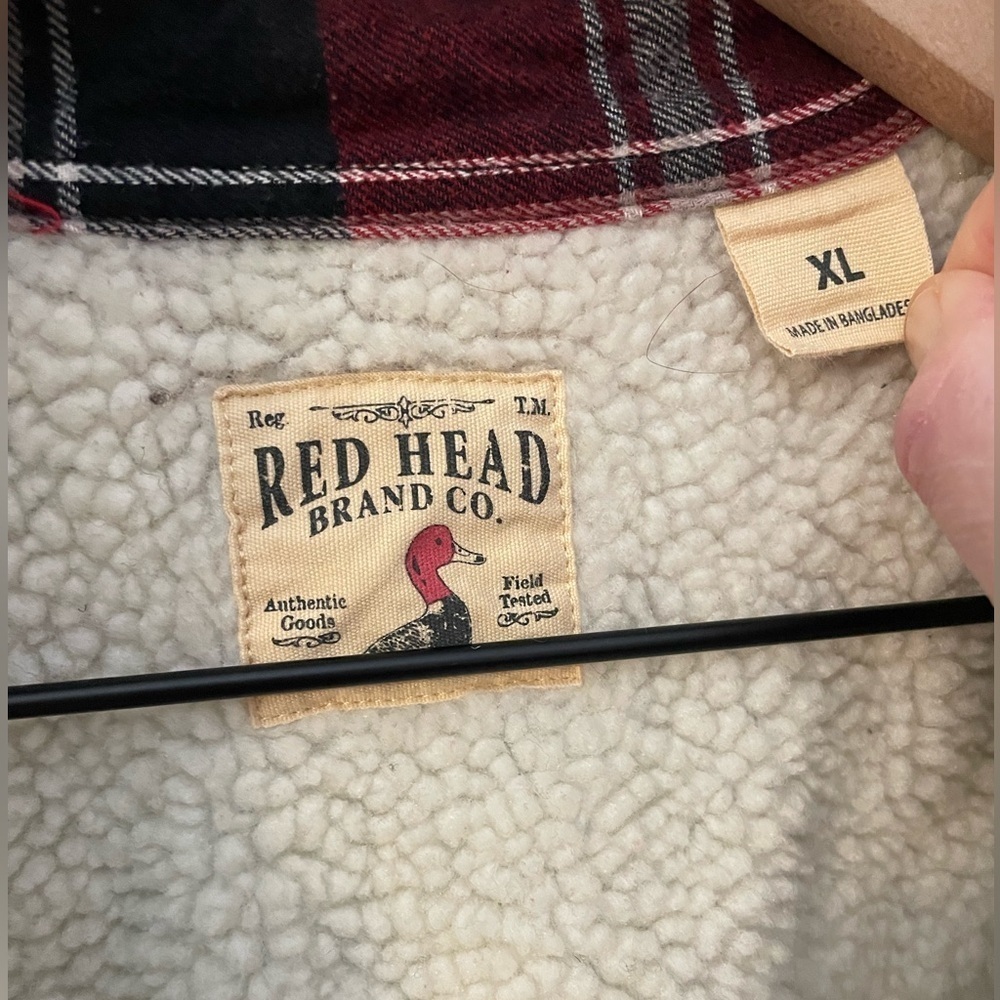 Redhead Flannel Shirt Jacket Sherpa Lined Red Plaid Men’s XL Barn Coat Shacket - Picture 4 of 12